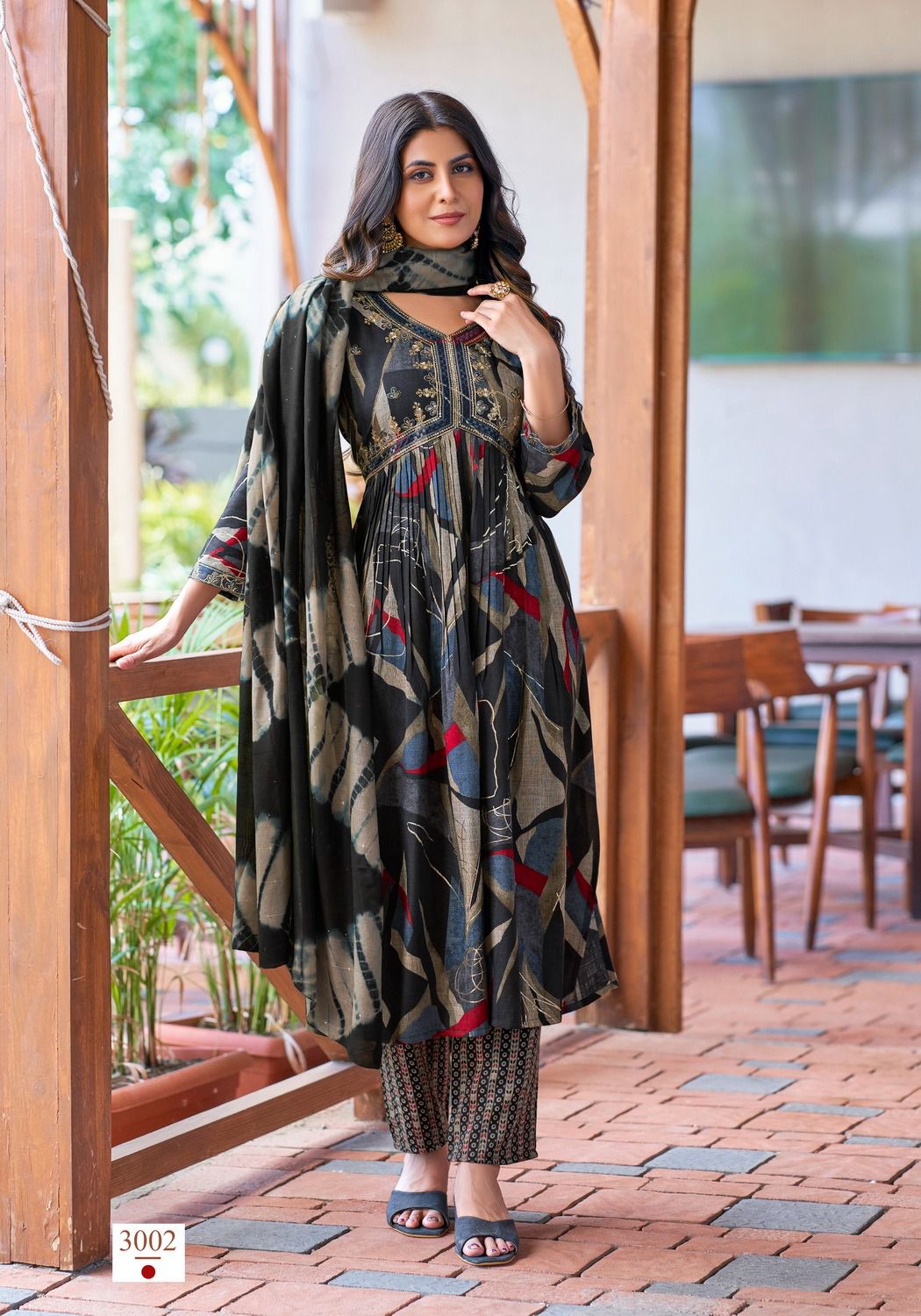 Heena Vol 3 By Mystic 9 Rayon Printed Embroidery Kurti With Bottom Dupatta Wholesale Shop In Surat
